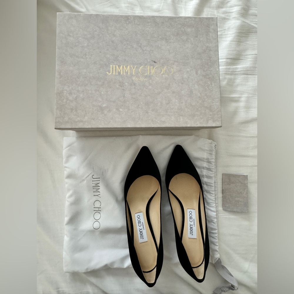 Jimmy Choo black lizard printed velvet heels